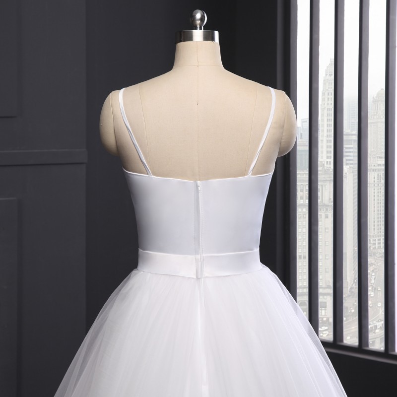 Long Wedding Dress, Spaghetti Strap Wedding Dress, Beach Wedding Dress, Tulle Bridal Dress, Arri ...