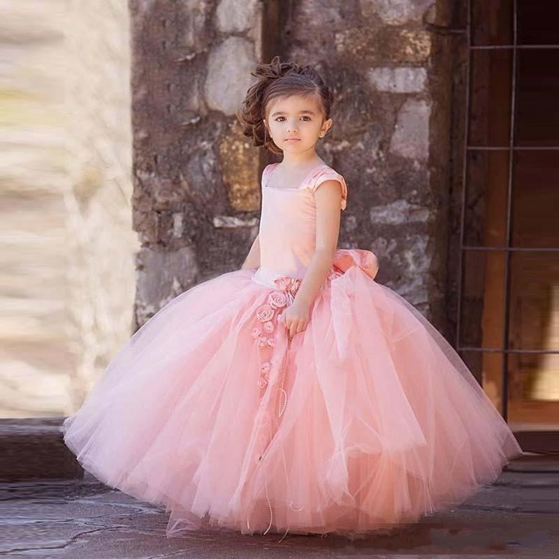 Peach colored outlet flower girl dresses