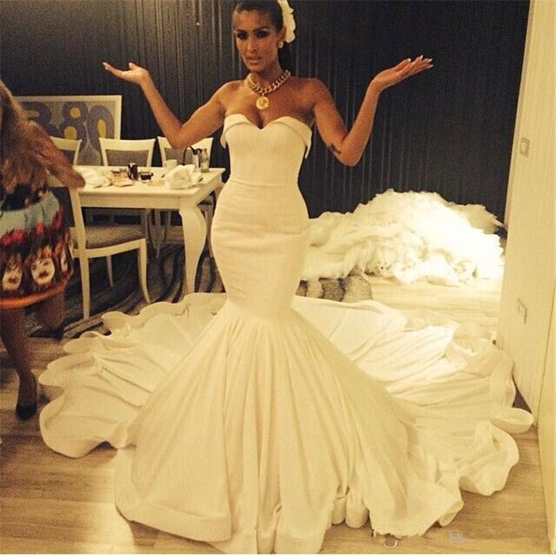 High Waist Satin Wedding Dress 2018